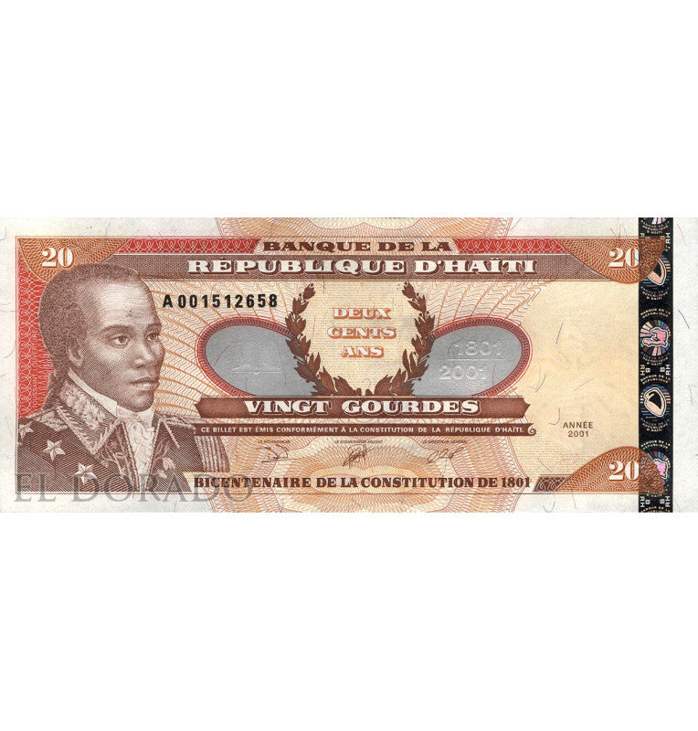 Haití 20 Gourdes 2001 Pick 271Aa2