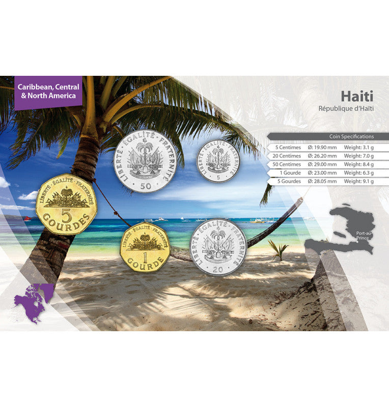 Haiti 5, 20, 50 Cents, 1, 5 Gourdes 1986-2003 KM 154, 152, 153, 155, 156