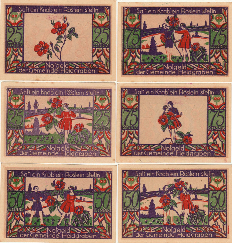 Heidgraben Set 6 Notgelds
