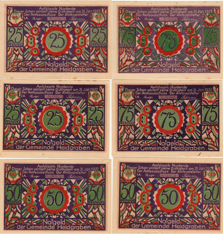 Heidgraben Set 6 Notgelds