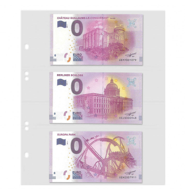 Multi-color Linder sheets, transparent, 3-pocket, pack of 10