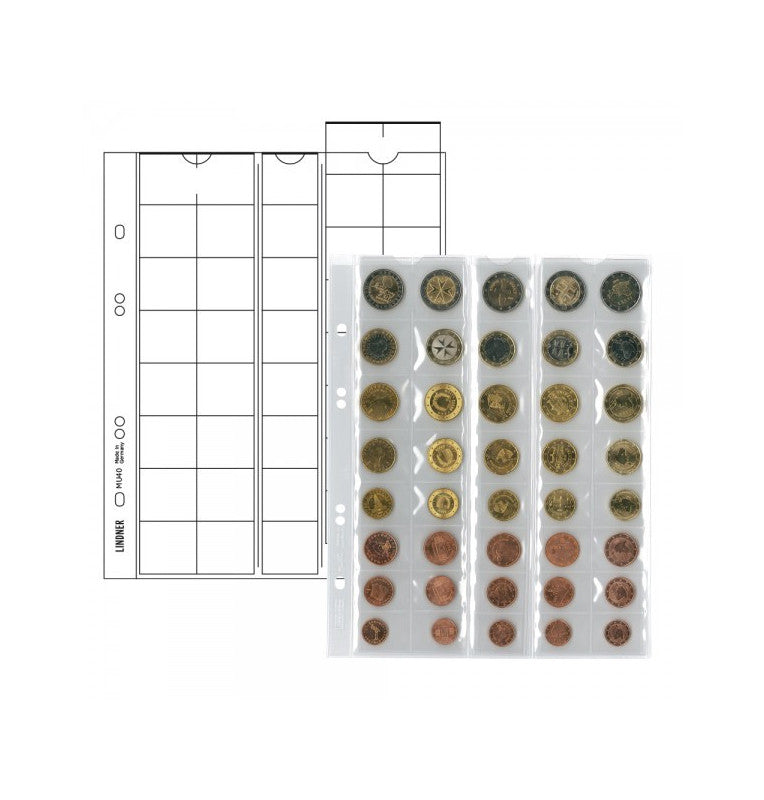 Universal perforated coin sheets, pack of 5, black interlaced