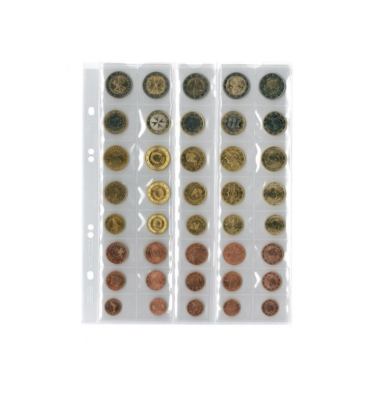 Universal perforated coin sheets, pack of 5, red inserts