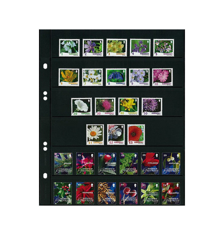 Hojas negras Linder multi collect con 6 tiras (36 mm) por página. paquete de 10 unidades.