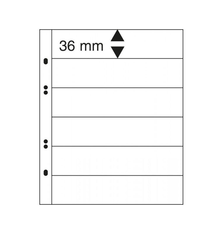 Hojas negras Linder multi collect con 6 tiras (36 mm) por página. paquete de 10 unidades.