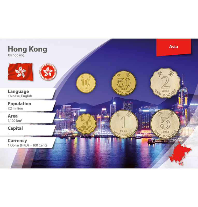 Hong Kong 10, 20, 50 Cents, 1, 2, 5 Dollars 1993-2013 KM 66, 67, 68, 69, 64, 65