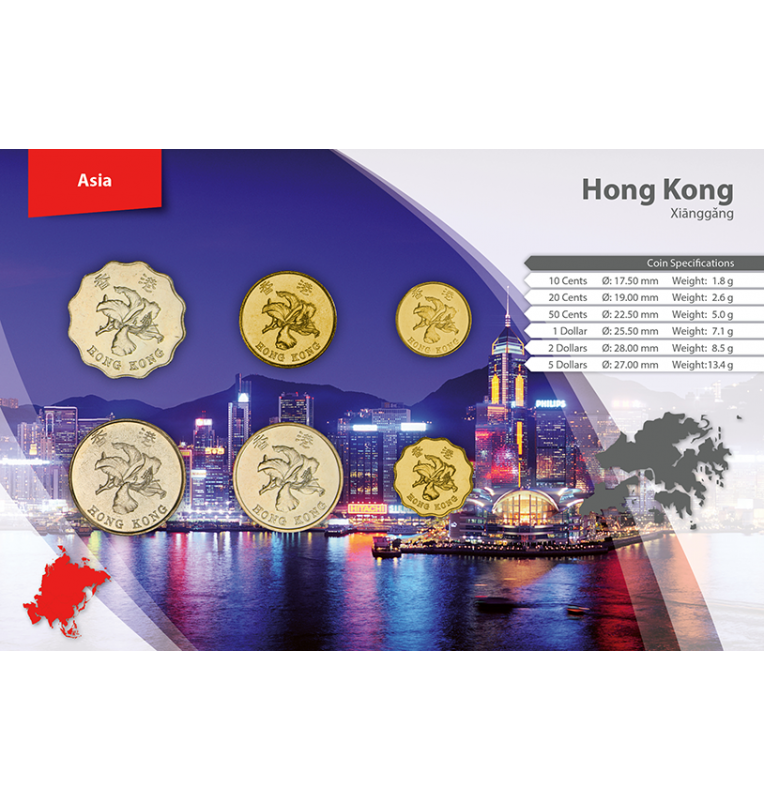 Hong Kong 10, 20, 50 Cents, 1, 2, 5 Dollars 1993-2013 KM 66, 67, 68, 69, 64, 65