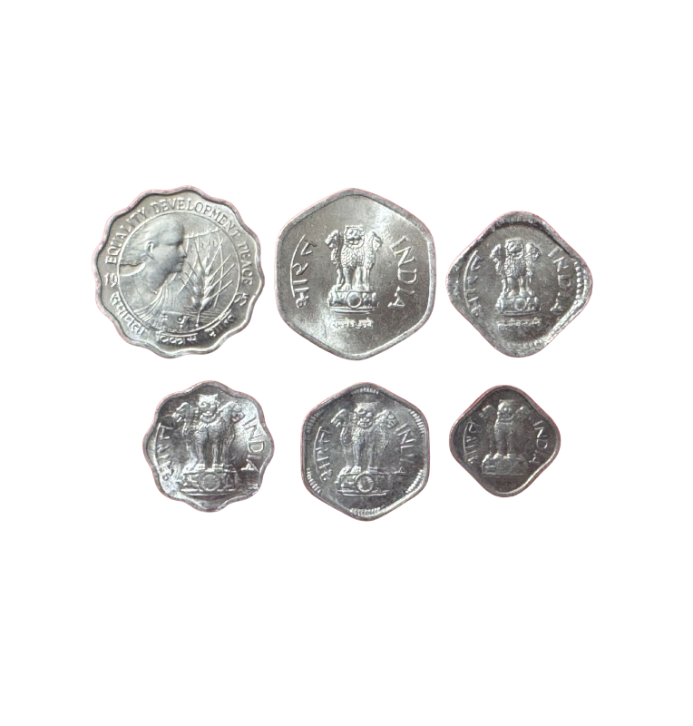 India set de 6 monedas 1,2,3,5,10,20 Paise 1965-1997