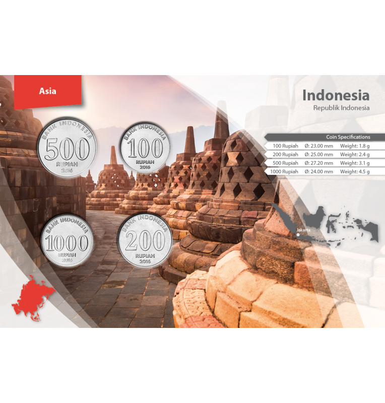 Indonesia 100, 200, 500, 1000 Rupiah 2016 KM Nuevo, Nuevo, Nuevo, Nuevo