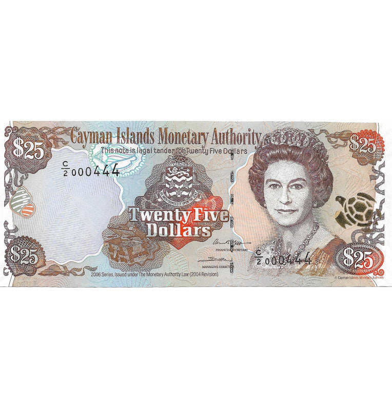 Isla Caimán 25 Dólares 2006 Numero bajo 3 dígitos