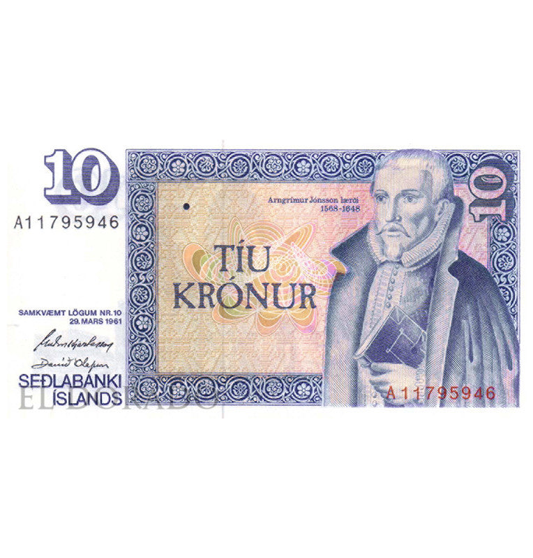Iceland 10 Kronur L.1961 Pick 48a