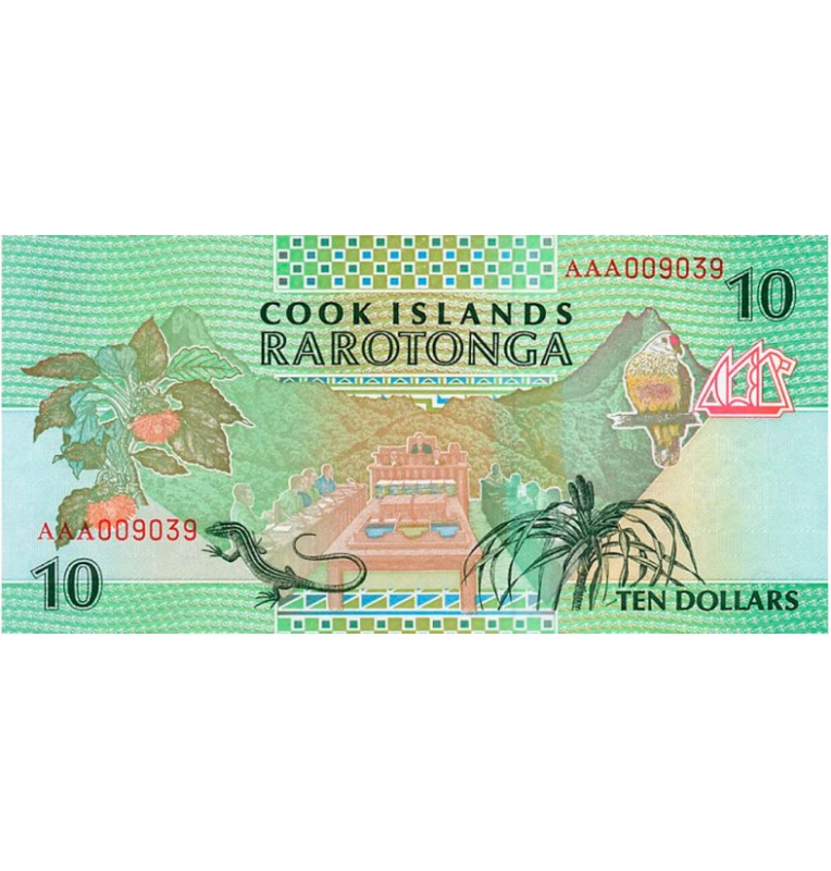Cook Islands 10 Dollars 1992 ND Pick 8a UNC