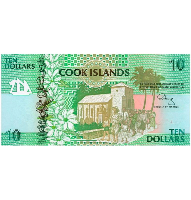Cook Islands 10 Dollars 1992 ND Pick 8a UNC