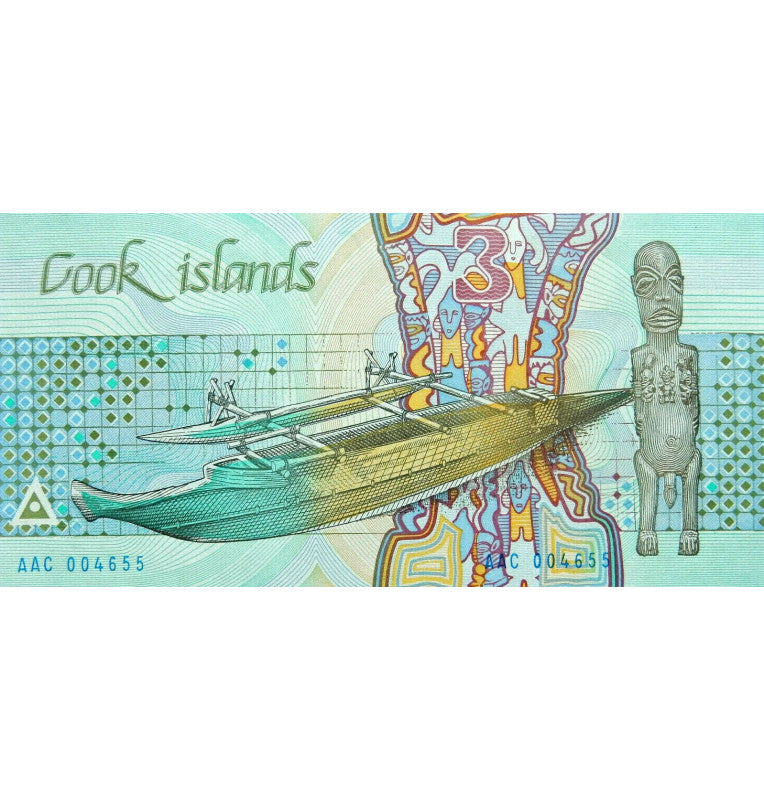 Islas Cook 3 Dólares 1987 ND Pick 3a