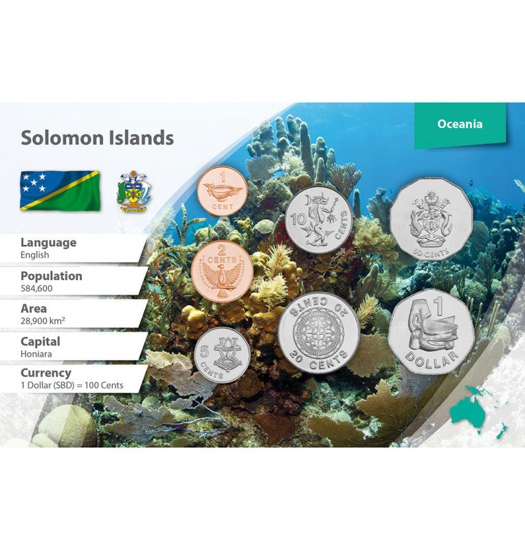 Solomon Islands 1, 2, 5, 10, 20, 50 Cents, 1 Dollar 1987-2010 KM 24, 25, 26, 27, 28, 29, 72