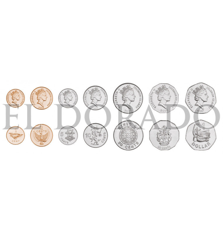 Solomon Islands 1, 2, 5, 10, 20, 50 Cents, 1 Dollar 1987-2010 KM 24, 25, 26, 27, 28, 29, 72