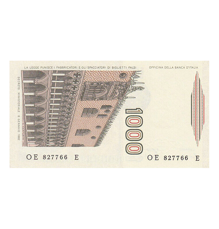 Italy 1,000 Lire 1982 Pick 109b