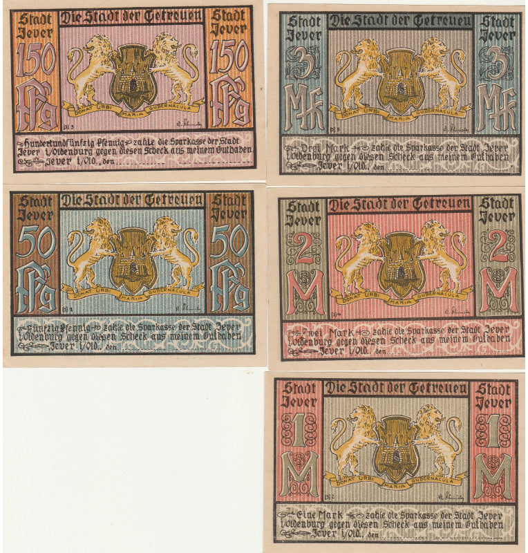 Jever Set 5 Notgelds