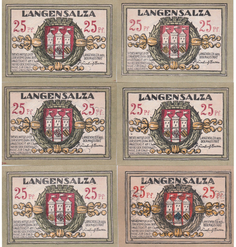 Langensalza set de 6 Notgelds