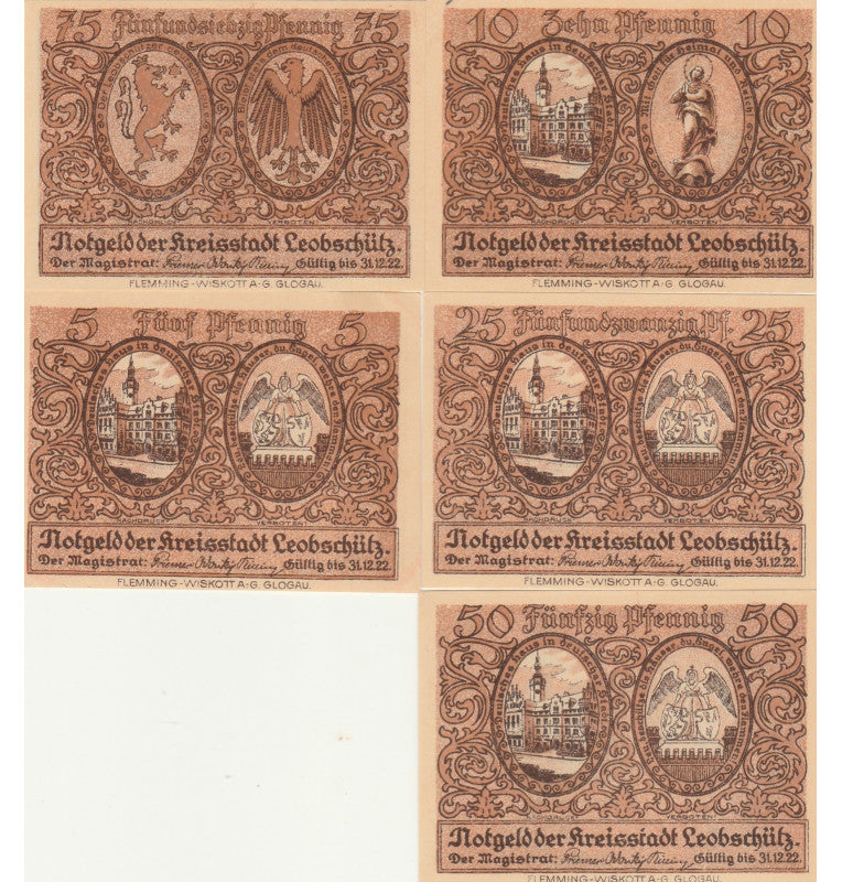 Leobschiilz Set 5 Notgelds