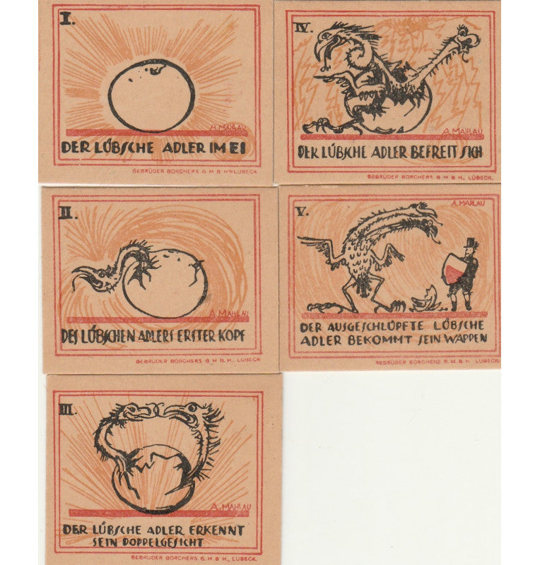 Lübeck set de 5 Notgelds