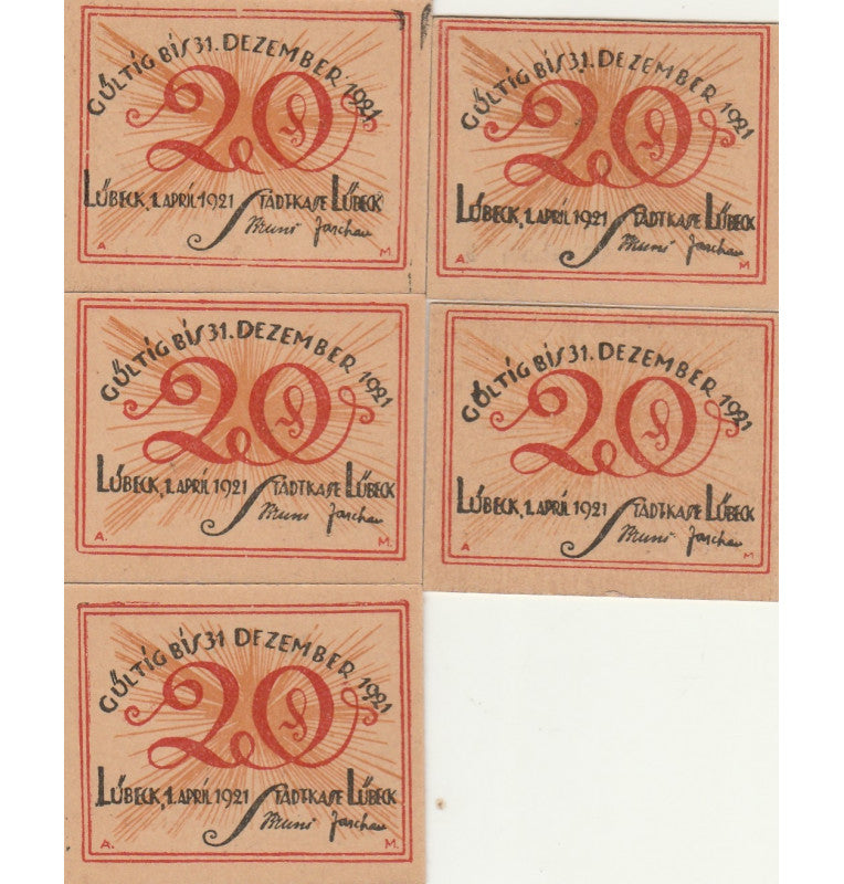 Lübeck set de 5 Notgelds
