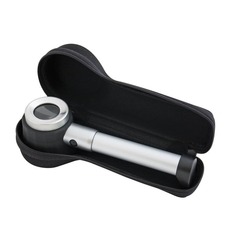 Lupa luminosa LED aluminio, 10 aumentos