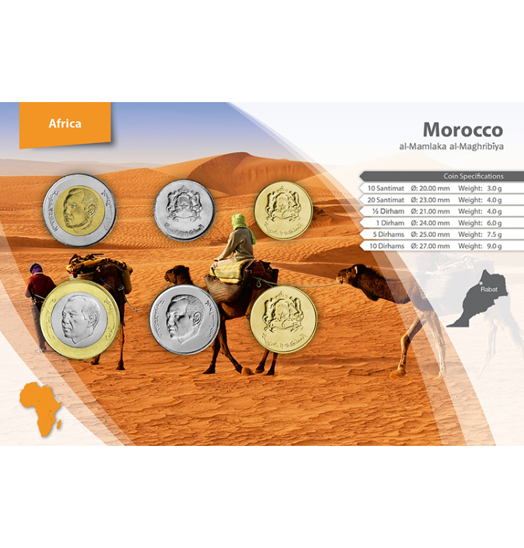 Morocco 10, 20 Santimat, 1/2, 1, 5, 10 Dirhams 2011-2016 KM 136 of 137 of 138 of 139 of 140 of 141