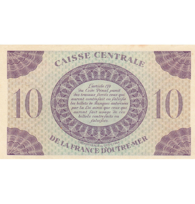 Martinica 10 Francos 1944 Pick 23 NO UNC