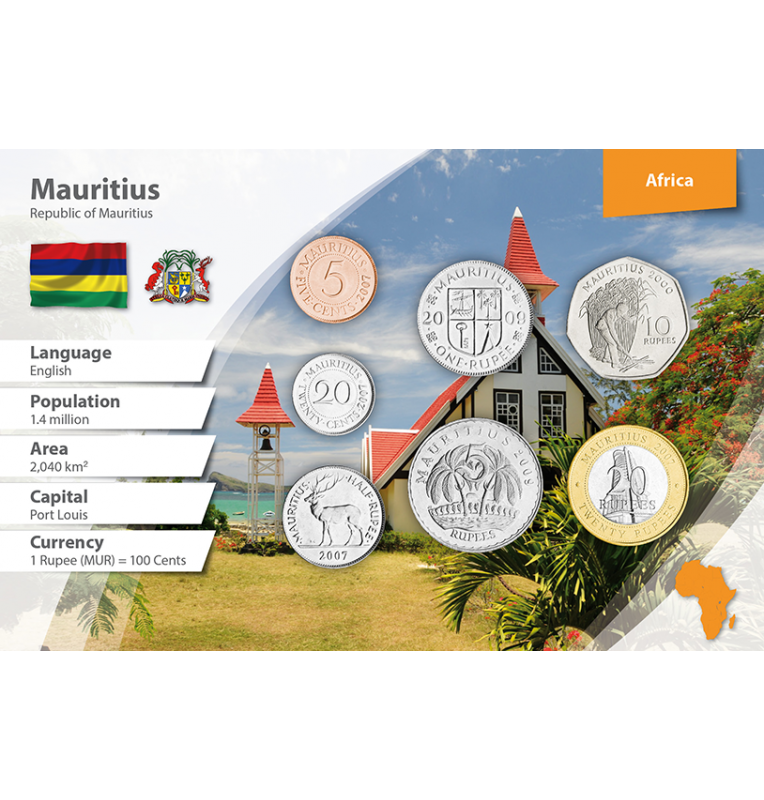 Mauricio 5, 20 Centavos, 1/2, 1, 5, 10, 20 Rupias 1987-2012 KM 52, 53, 54, 55, 56, 61, 66