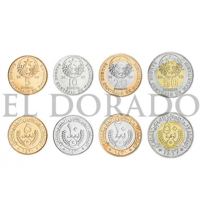 Mauritania 5, 10, 20, 50, Ouguiya 2005-2010 KM 3, 4, 8, 9