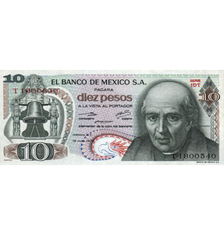 Mexico 10 Pesos 1975 Pick 63h