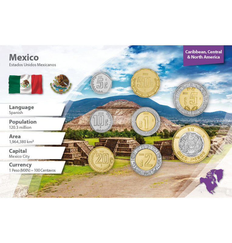Mexico 5, 10, 20, 50 Cents, 1, 2, 5, 10 Pesos 1992-2017 KM 546, 547, 548, 549, 603, 604, 605, 616