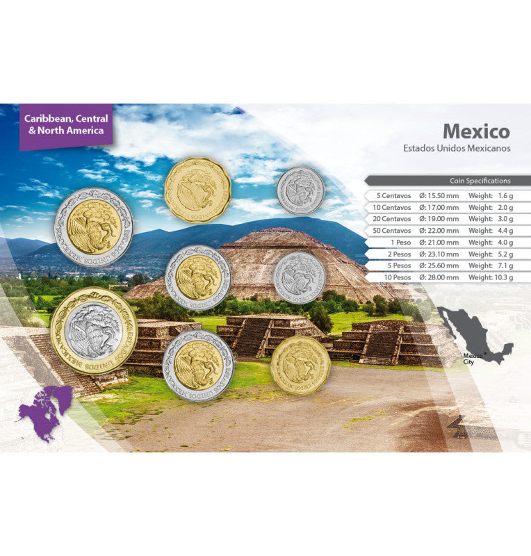Mexico 5, 10, 20, 50 Cents, 1, 2, 5, 10 Pesos 1992-2017 KM 546, 547, 548, 549, 603, 604, 605, 616