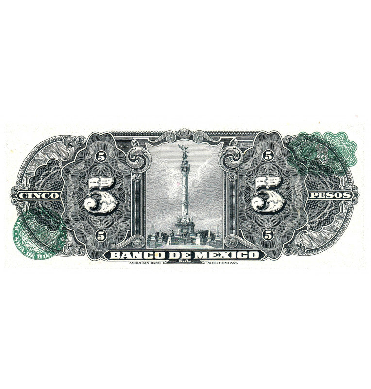 México 5 Pesos 1963 Pick 60 (Sellos verdes)