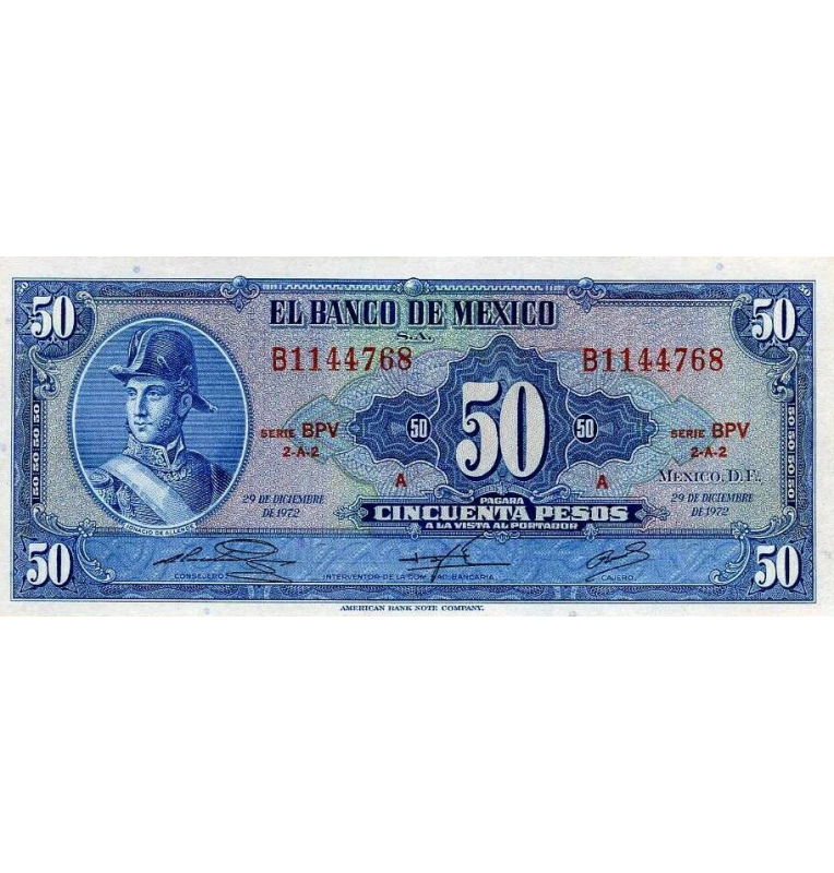 Mexico 50 Pesos 1972 Pick 49u