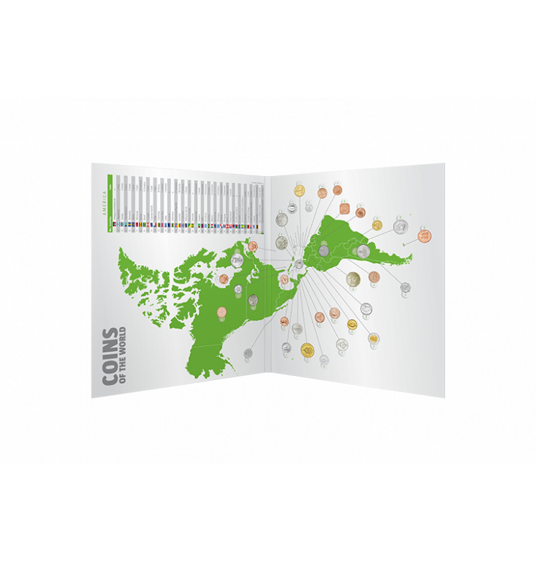 World coins complete folder collection maps 5 continents Year 1945-2016