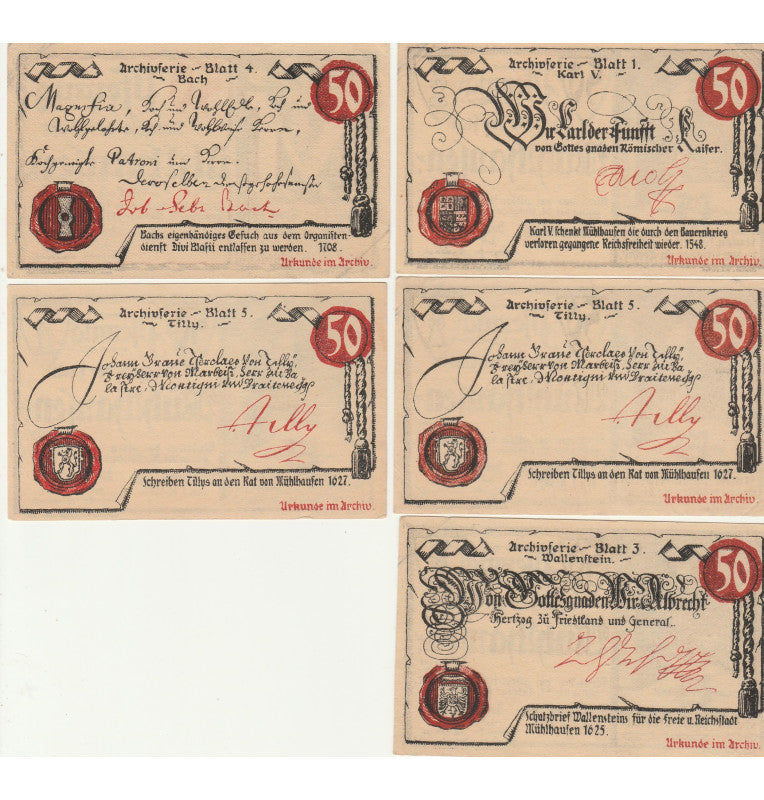 Muhlhaufen  Set 5 Notgelds