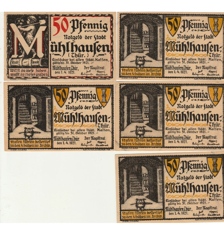 Muhlhaufen  Set 5 Notgelds