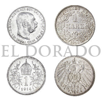Mundo Colección Central Powers 1914 (2 monedas de plata) Año 1914