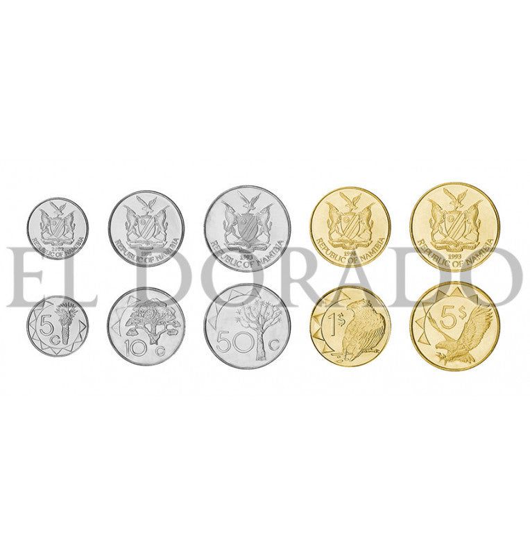 Namibia 5, 10, 50 Cents, 1, 5 Dollars 1993-2015 KM 1, 2, 3, 4, 5