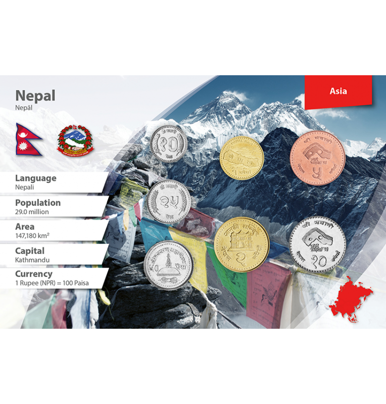 Nepal 10, 25, 50 Paisa, 1, 2, 5, 10 Rupees 1994-2009 KM 1014, 1015, 1179, 1204, 1151, 1117, 1118
