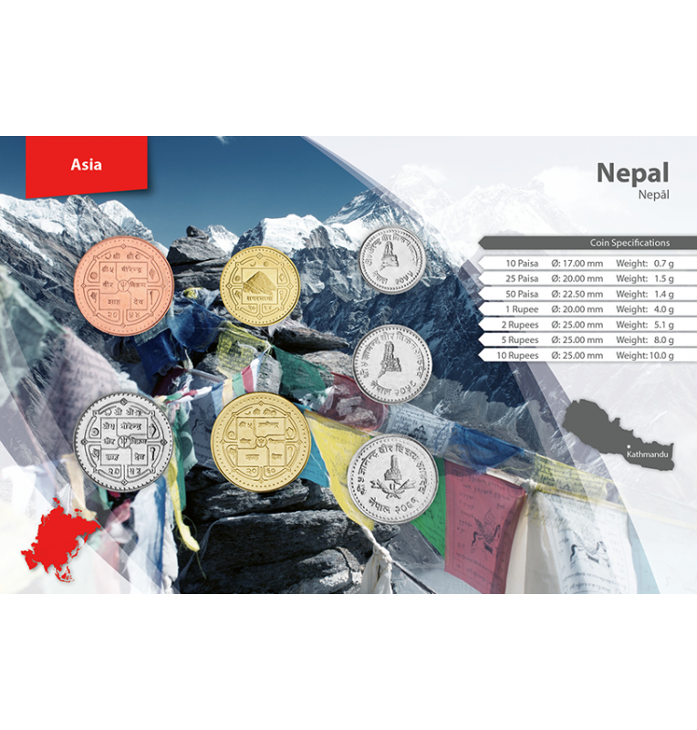 Nepal 10, 25, 50 Paisa, 1, 2, 5, 10 Rupees 1994-2009 KM 1014, 1015, 1179, 1204, 1151, 1117, 1118