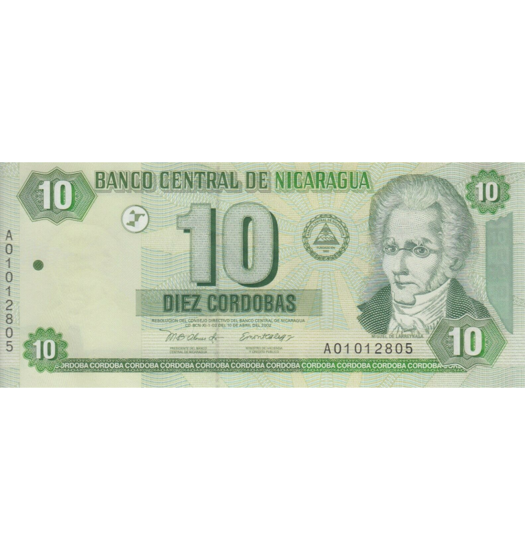 Nicaragua 10 Córdobas 2002 Pick 191