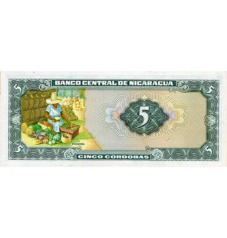 Nicaragua 5 Córdobas 1972 Pick 122 NO UNC