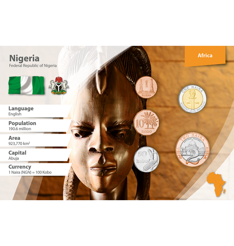 Nigeria 1, 10, 50 Kobo, 1, 2 Naira 1991-2006 KM 8, 12, 13, 18, 19