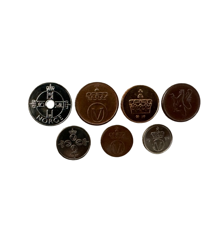 Norway set of 7 coins 1, 2, 5, 10, 25, 50 Ore 1 Krone 1972-2016