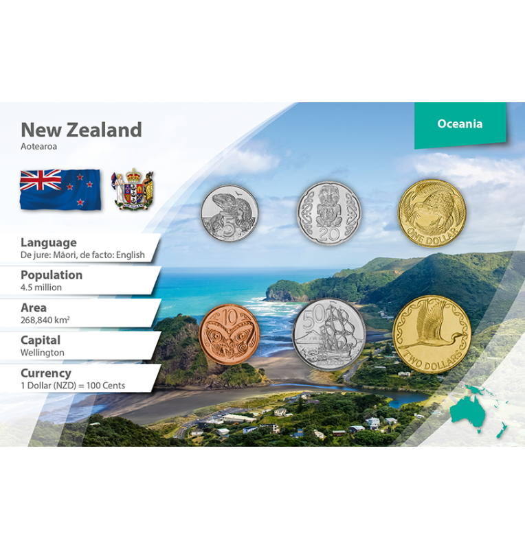 New Zealand 5, 10, 20, 50 Cents, 1, 2 Dollars 1999-2015 KM 116, 117a, 118a, 119a, 120, 121