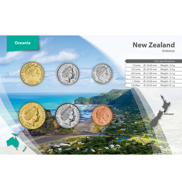 New Zealand 5, 10, 20, 50 Cents, 1, 2 Dollars 1999-2015 KM 116, 117a, 118a, 119a, 120, 121