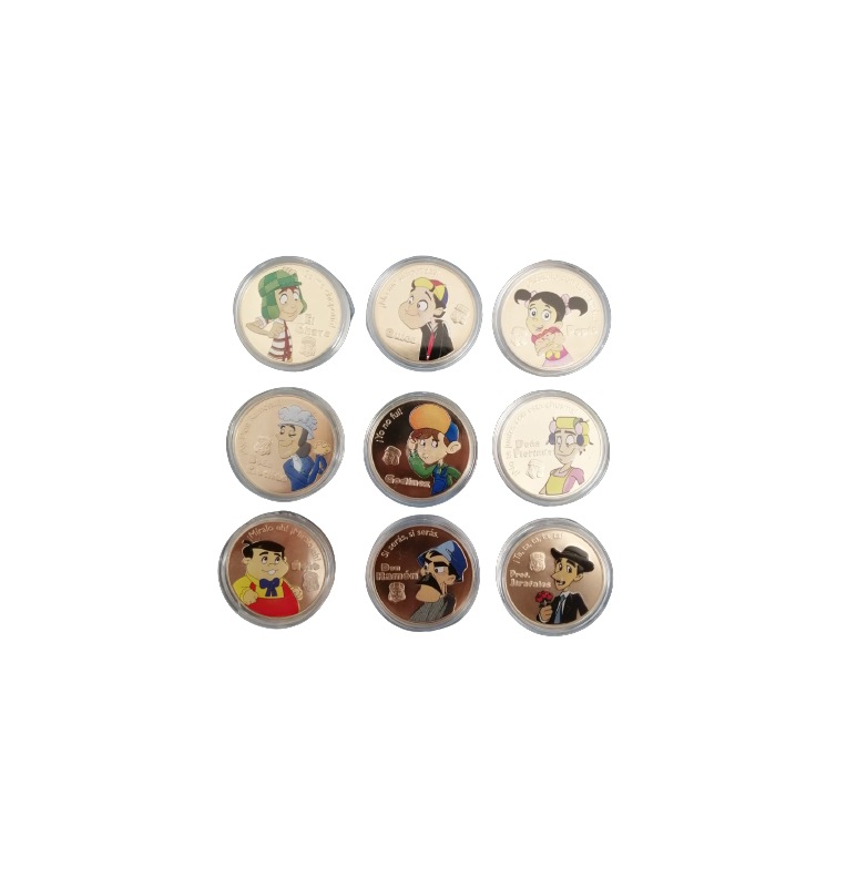 Nueve medallas alusivas a la serie animada El Chavo